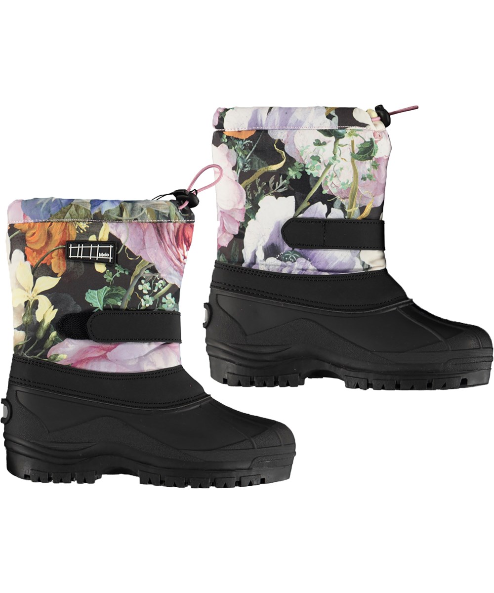 Driven - Still Life - Recycelte Winterstiefel mit Blumendruck