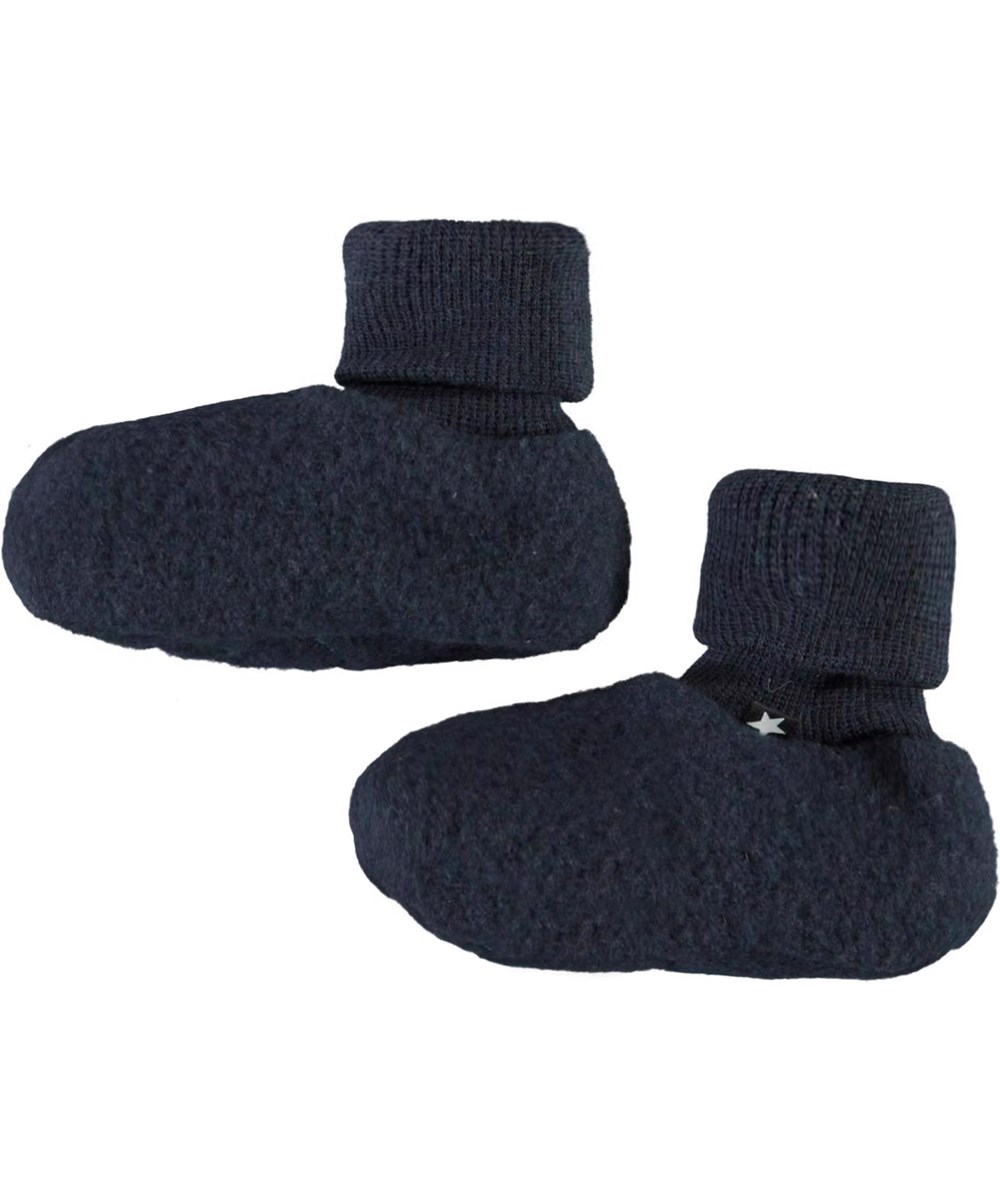 Umut - Dark Navy - Dunkelblaue Baby-Hausschuhe aus Wolle
