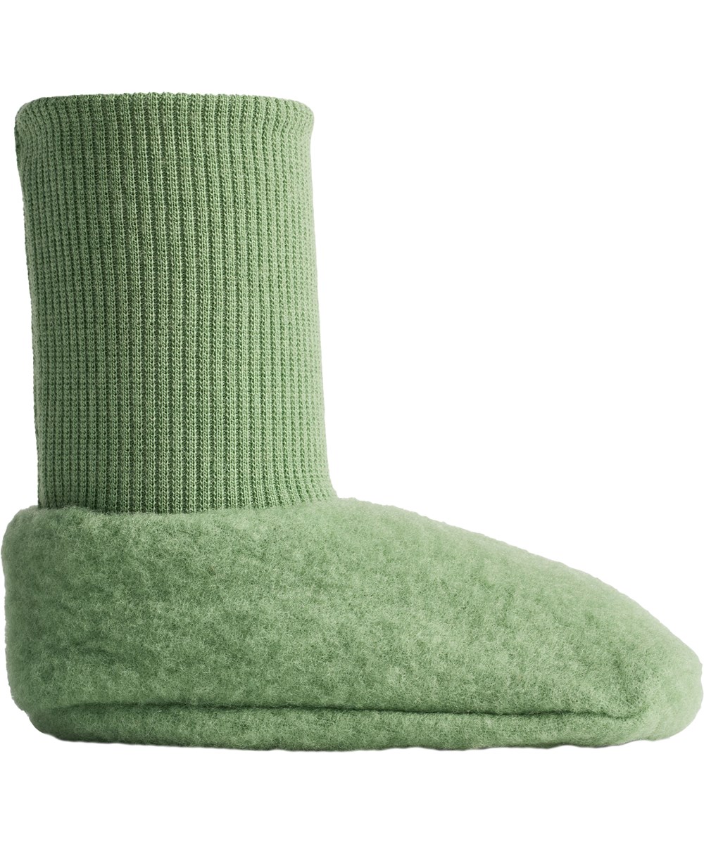 Umut - Moss Green - Grüne Babyschühchen aus 100% Merinowolle