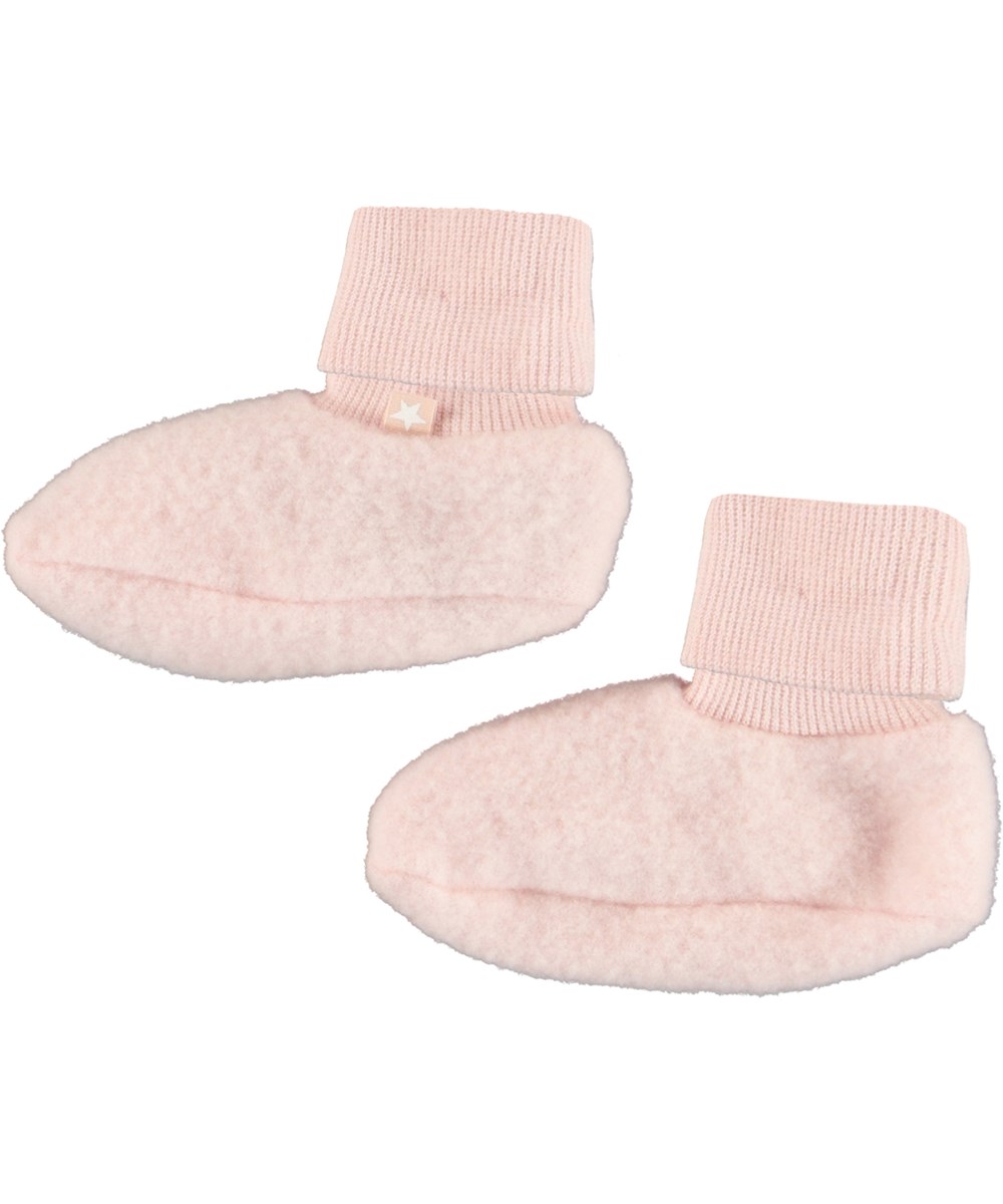 Umut - Wild Rose - Rosafarbene Baby-Hausschuhe aus Wolle