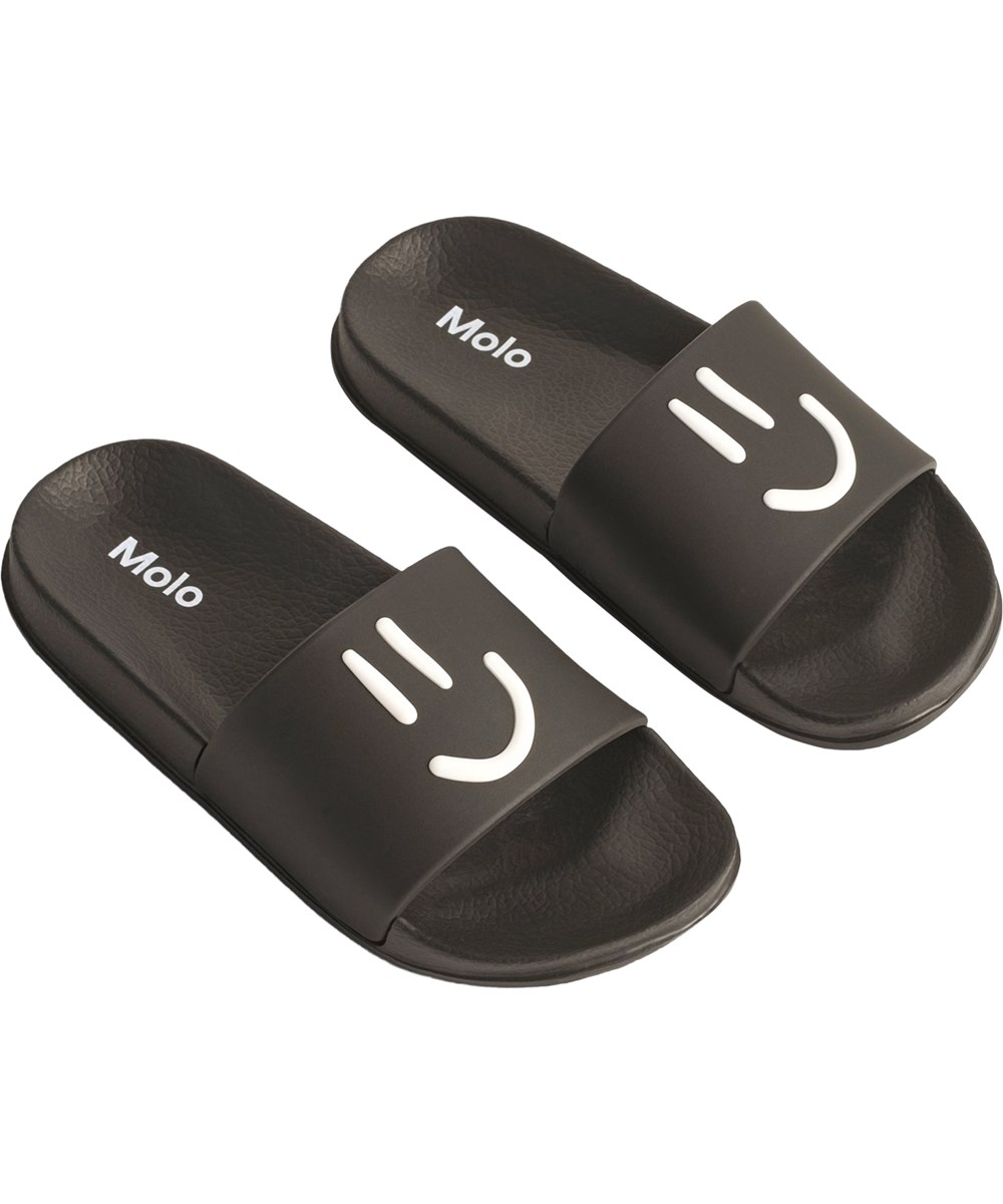 Zhappy - Black - Schwarze, wasserabweisende Badeslipper für Kinder.