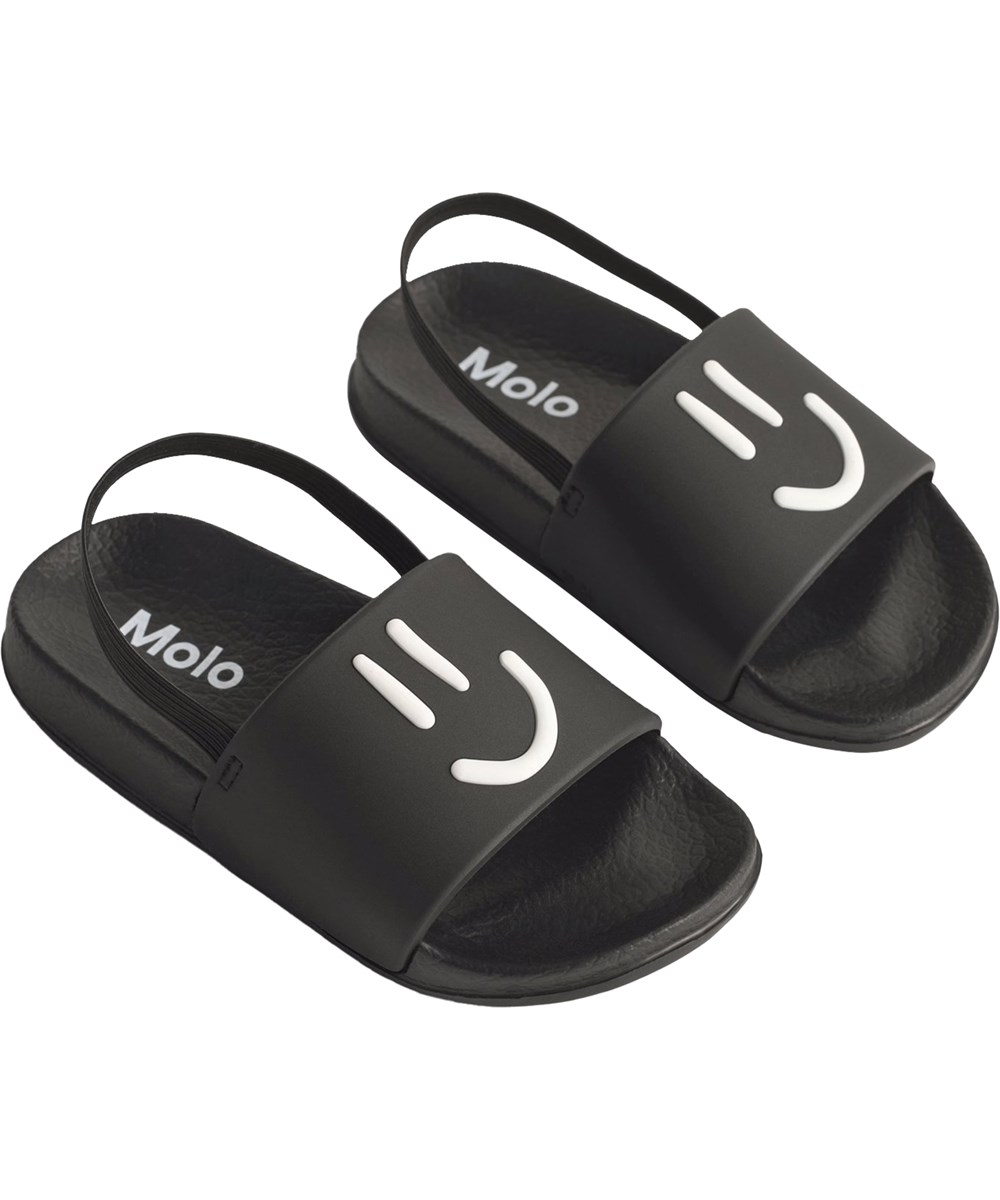 Zhappy - Black - Schwarze, wasserabweisende Badeslipper für Kinder.