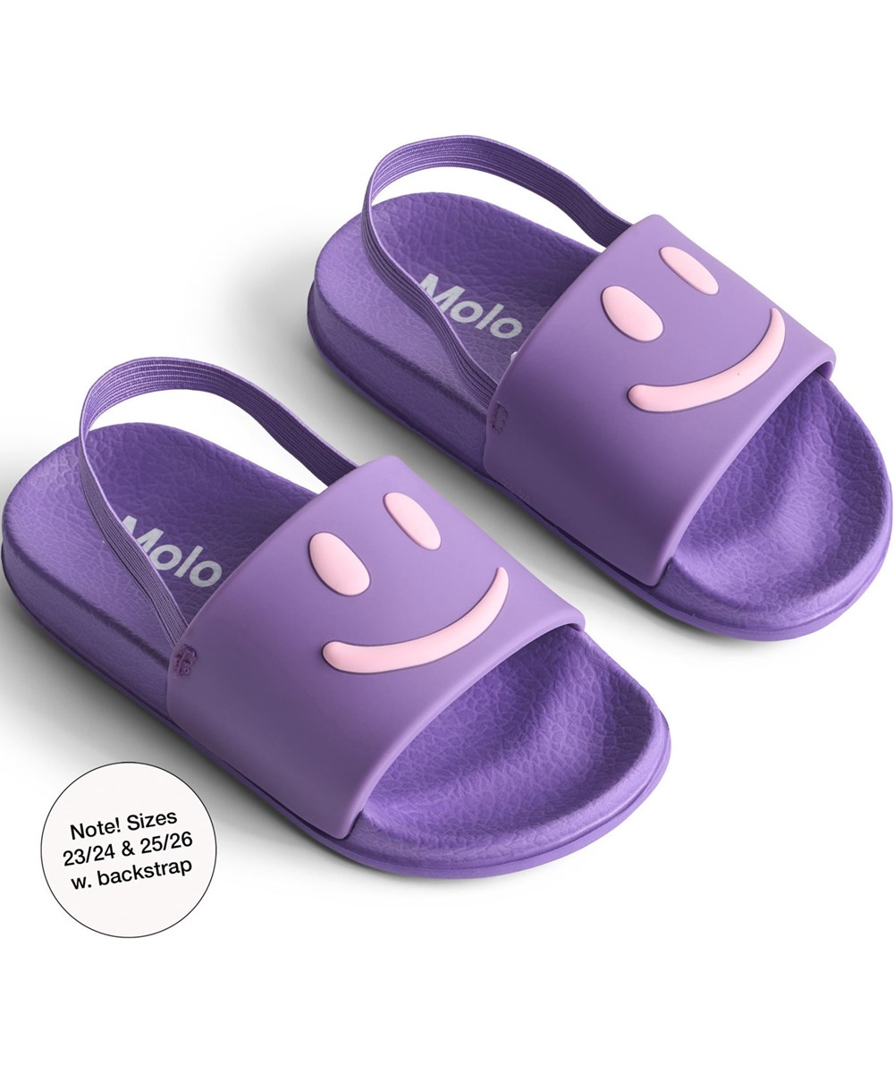 Zhappy - Purple Glo - Lila Kindersandalen mit breitem Fußriemen und geformter Innensohle.