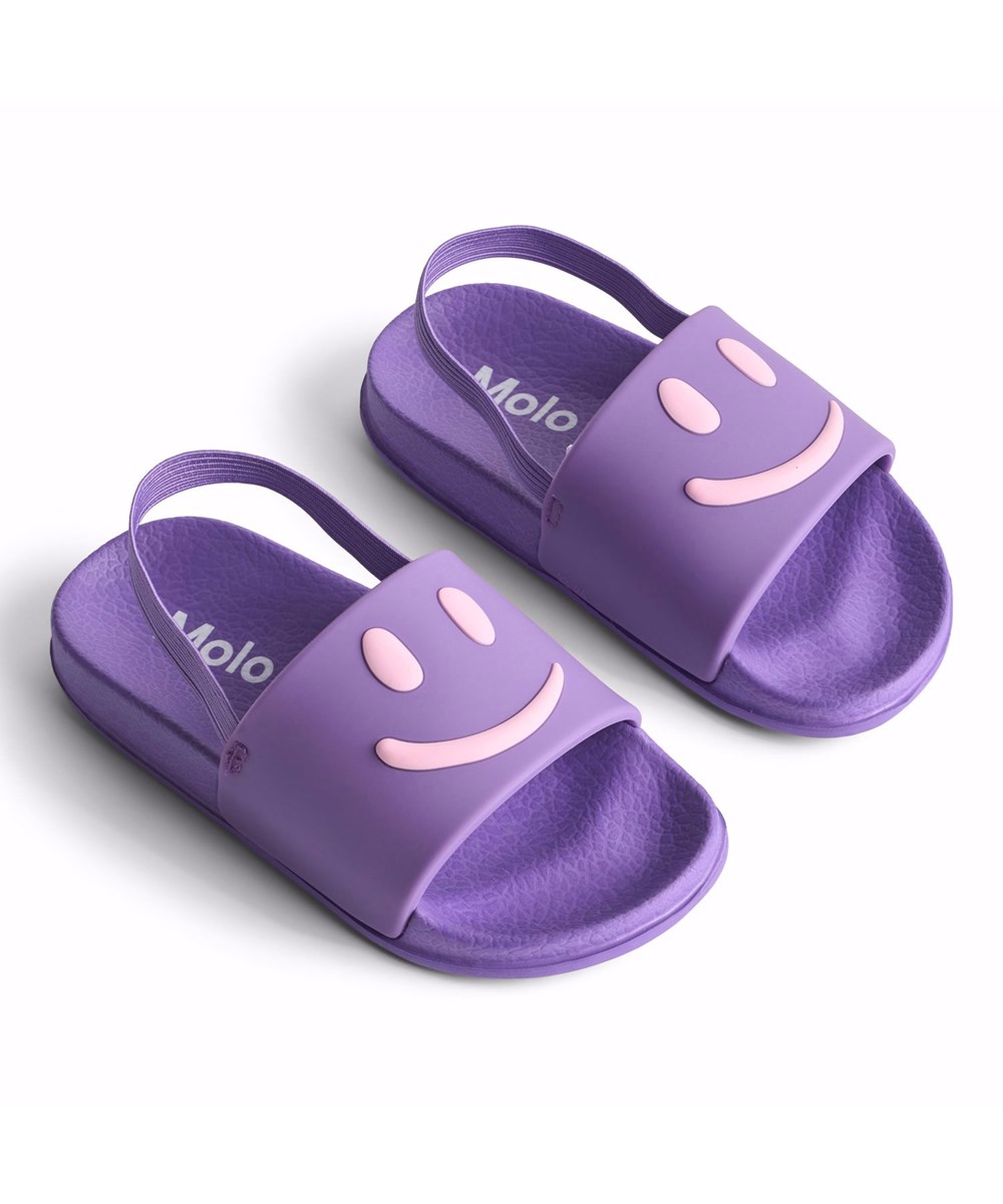 Zhappy - Purple Glo - Lila Kindersandalen mit breitem Fußriemen und geformter Innensohle.