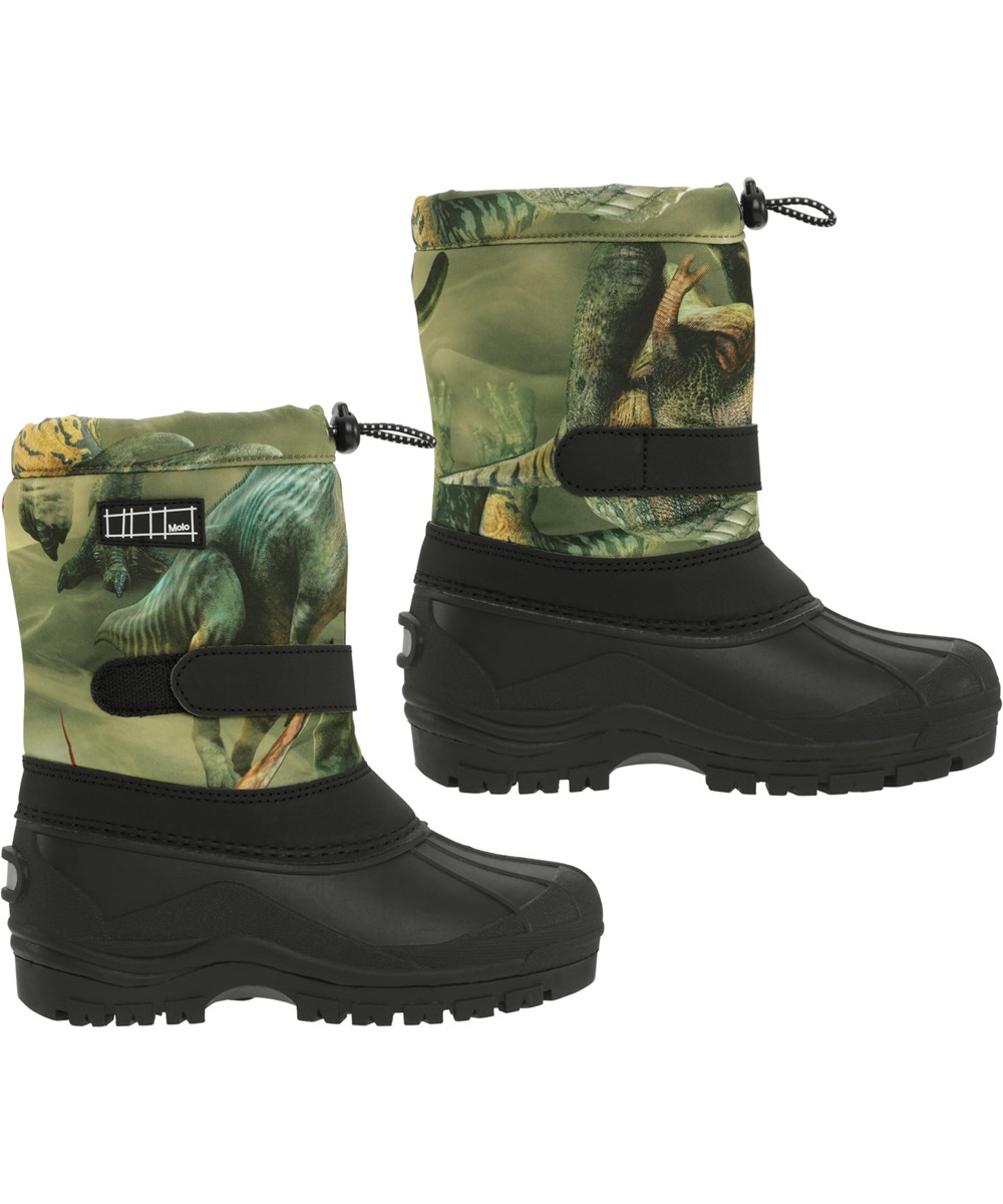 Driven - Ancient Time - Recycled winter boots with dinosaur print