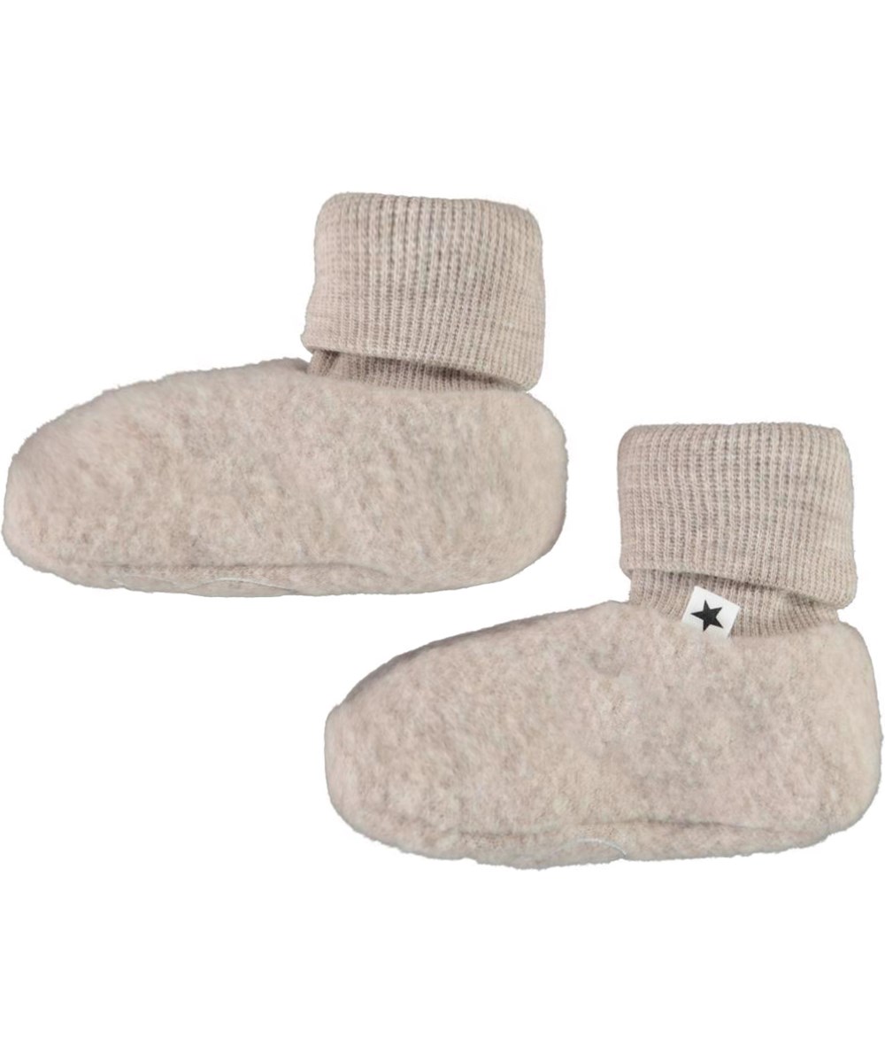 Umut - Moon Sand - Beige baby booties in wool