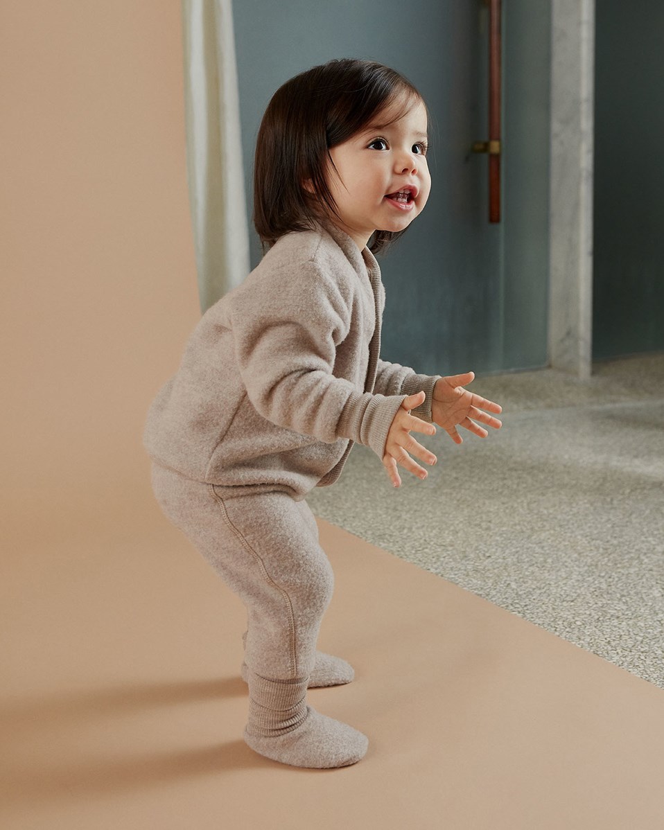 Umut - Moon Sand - Beige baby booties in wool