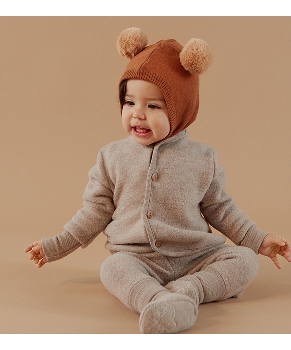 Umut - Moon Sand - Beige wool baby booties 