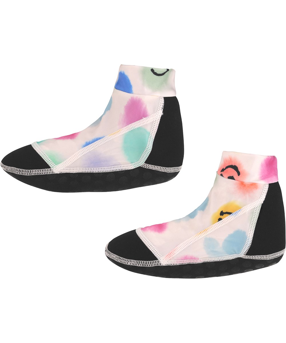 Zabi - Painted  Dots - Multi-coloured neoprene aqua socks in all over watercolour print