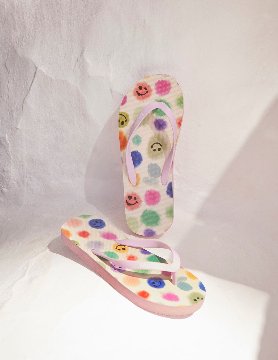 Zeppo - Painted  Dots - Multi-coloured flip flops with watercolour print