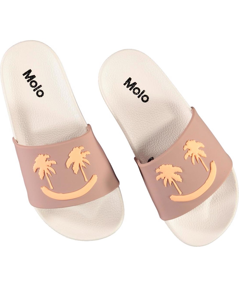 Zhappy - Berry Smile - Rose beach sandals with palm smiley