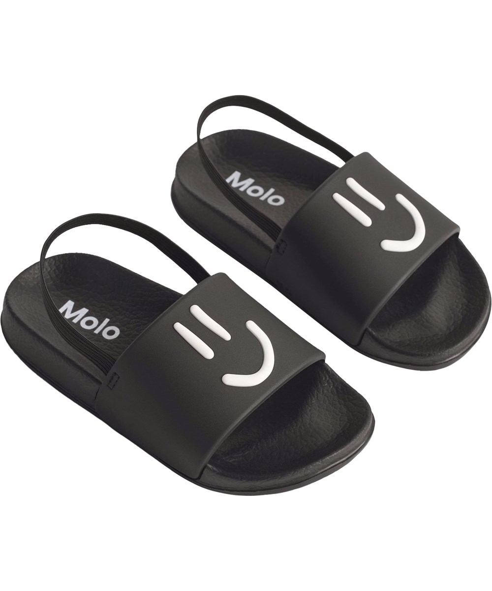 Zhappy - Black - Black, water-repellent bath slippers for children.