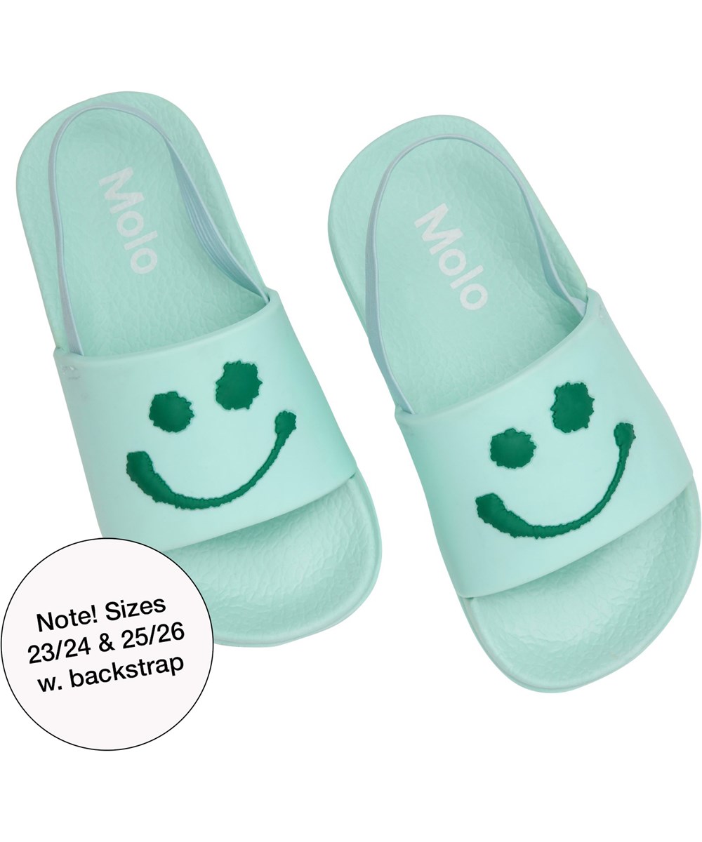 Zhappy - Meadow Smile - Green swim sandals with green, smiling face print