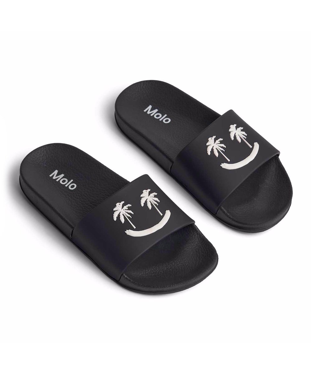 Zhappy - Black - Black children's sandals  with wide foot strap and molded insole.