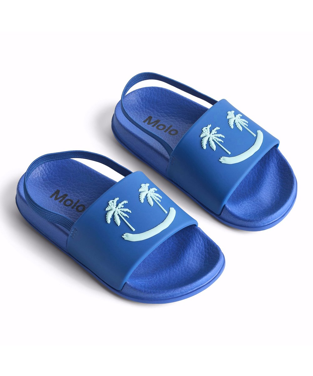 Zhappy - Reef Blue - Blue children's sandals with a wide foot strap and molded insole.