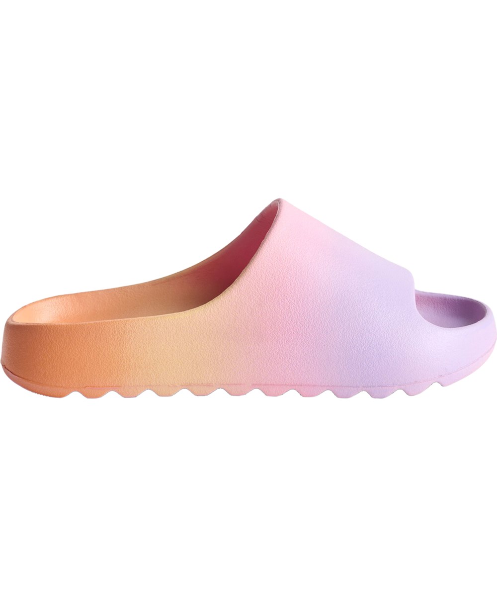 Zion - Summer Fade - Water-repellent bath slippers in purple and orange for children.