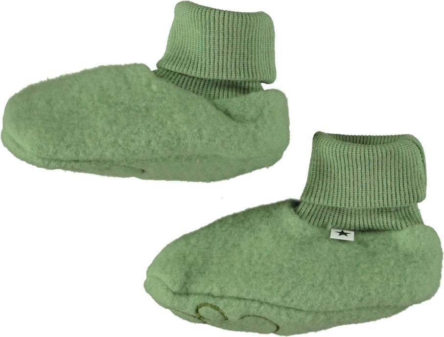 Umut - Moss Green - Grønne babyfutter i 100% merinould