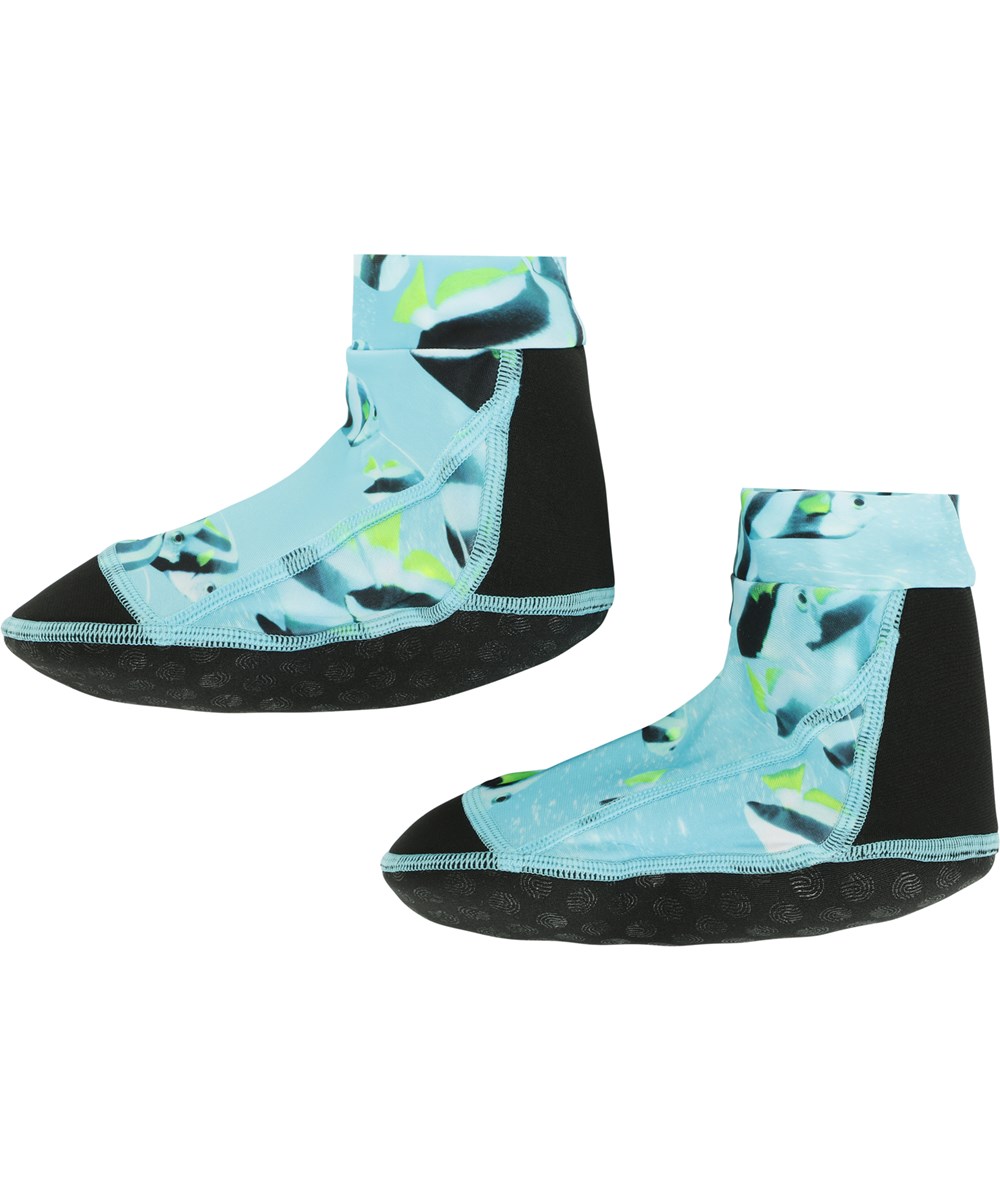 Zabi - Fishing Shoal - Tyrkise neopren badesokker med fiske print