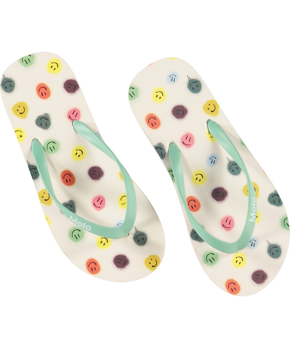 Zeppo - Happy Dots - Klipklapper i lyserød med print af smileyer
