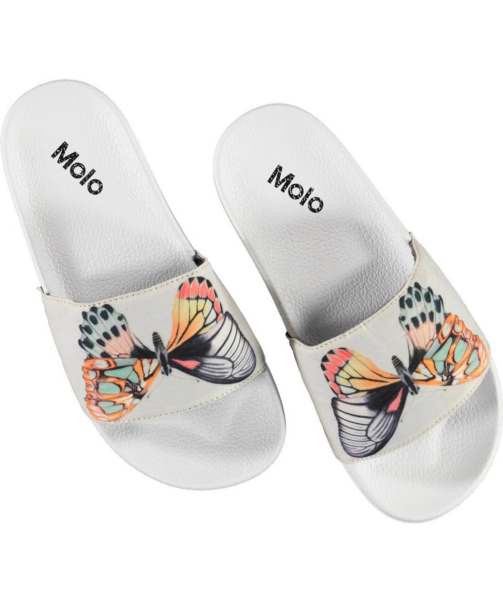 Zhappy - Amazing Wings - Hvide strandsandaler med sommerfugle