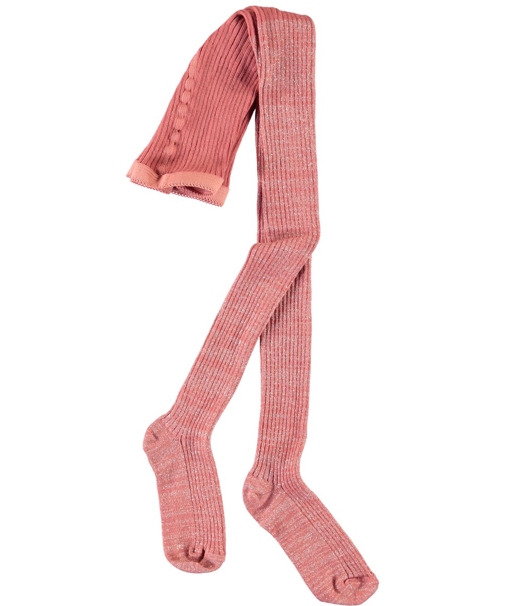 Glitter Rib Tights - Desert Sand - Rosa Glimmerstrumpfhose in Ripp