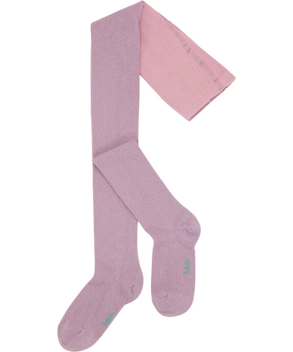 Glitter tights - Alpine Glow - Fein gestrickte Glitzerstrumpfhose in Rosa aus einer weichen Baumwollmischung mit elastischem Bund.