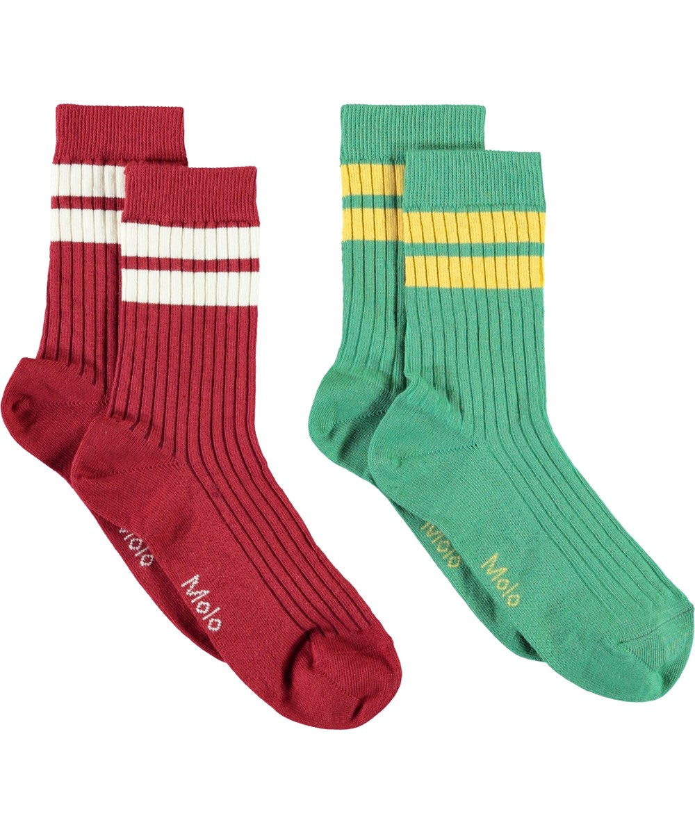 Nickey - Dark Red - 2 Paar Socken mit Streifen