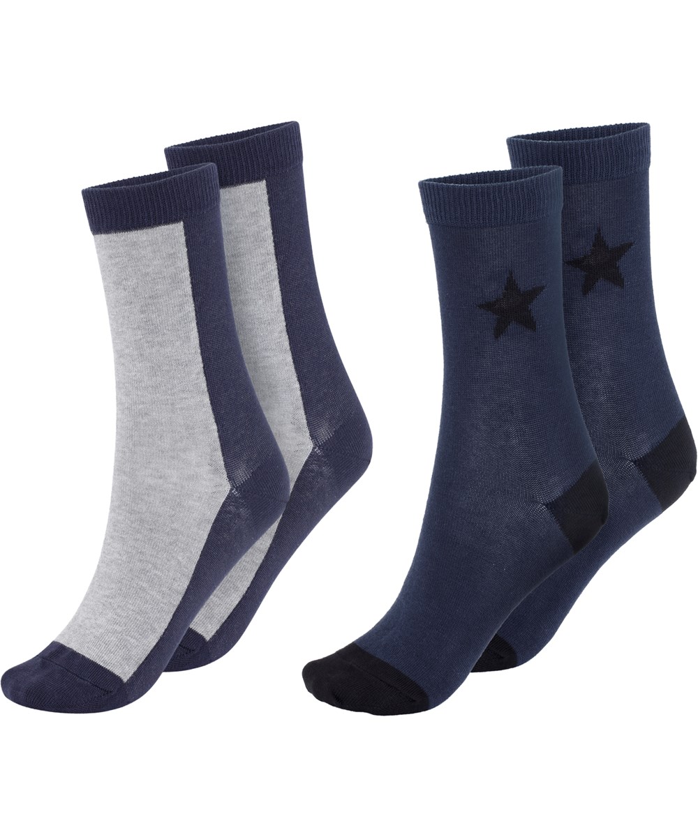 Nitis - Galaxy Blue - Zwei Paar Socken in Blau und Grau mit Sternen