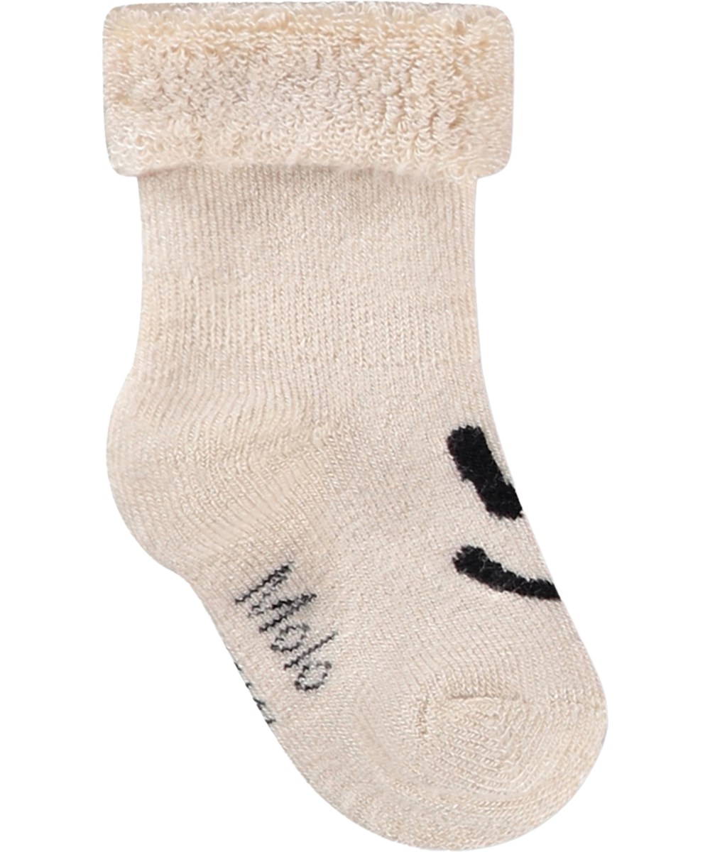 Nodda - Mini Rainbow - 2er-Pack Socken für die Kleinen aus cremefarbener Viskose mit Streifen und Smileys