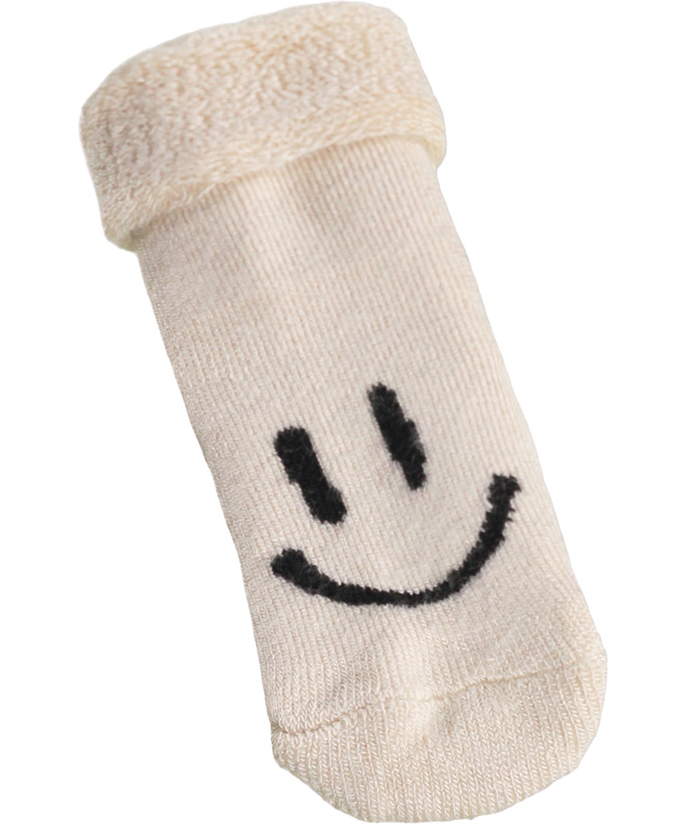 Nodda - Mini Rainbow - 2er-Pack Socken für die Kleinen aus cremefarbener Viskose mit Streifen und Smileys