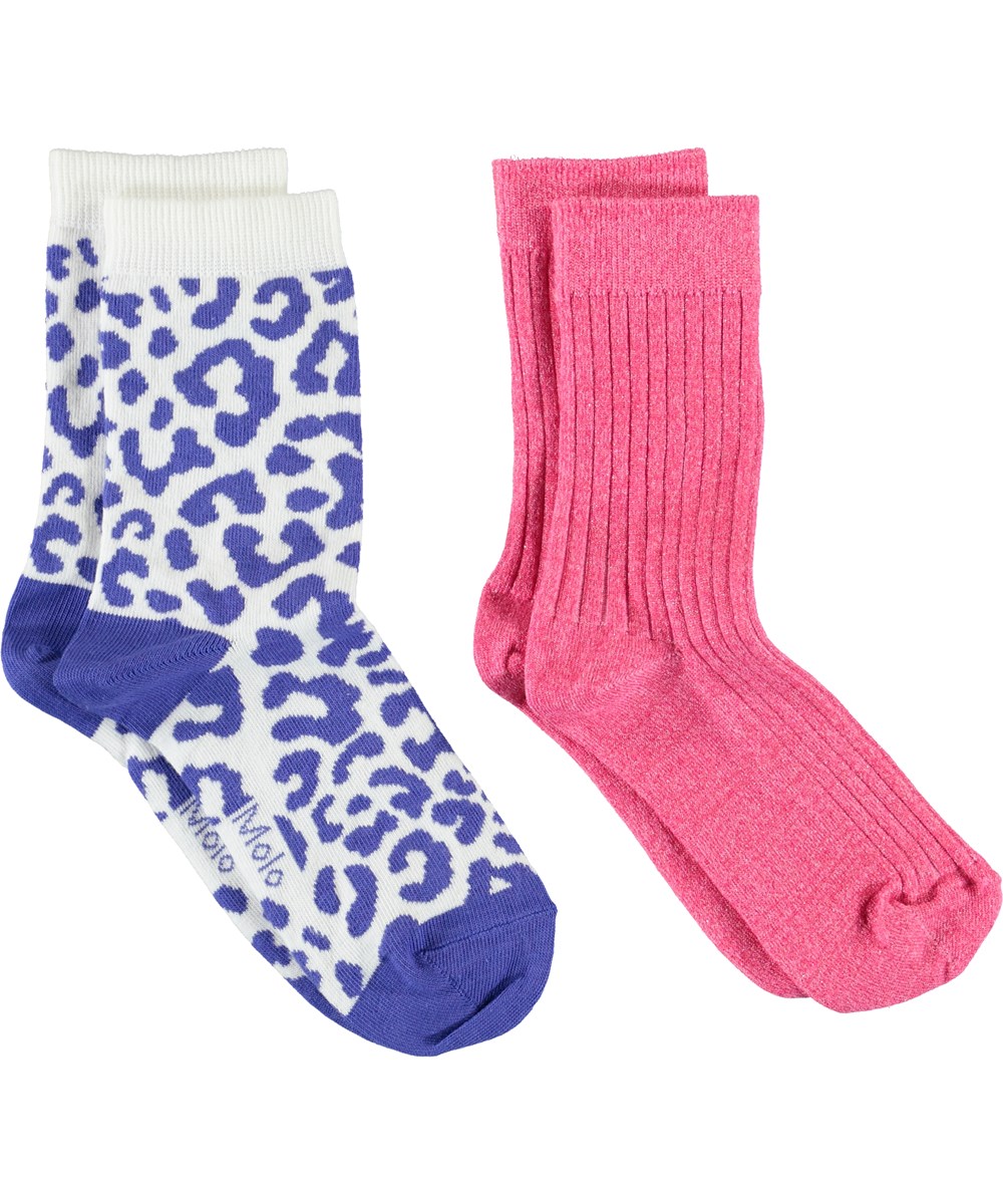 Nomi - Pink Lemonade - Rine und blaue Leoparden Strümpfe