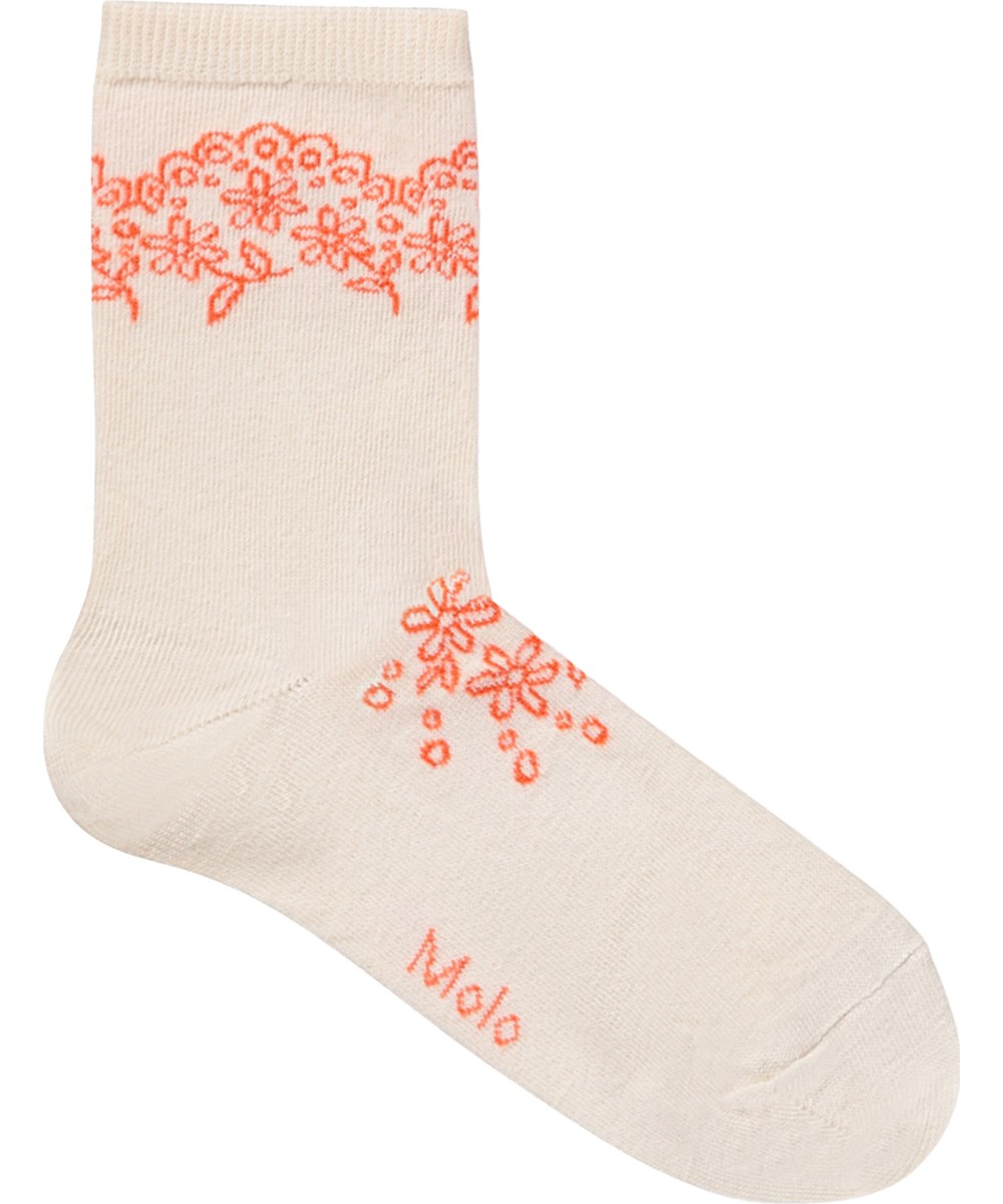Nomi - Blue Love - 2er-Pack Socken für Kinder aus cremefarbener Baumwolle mit Muster