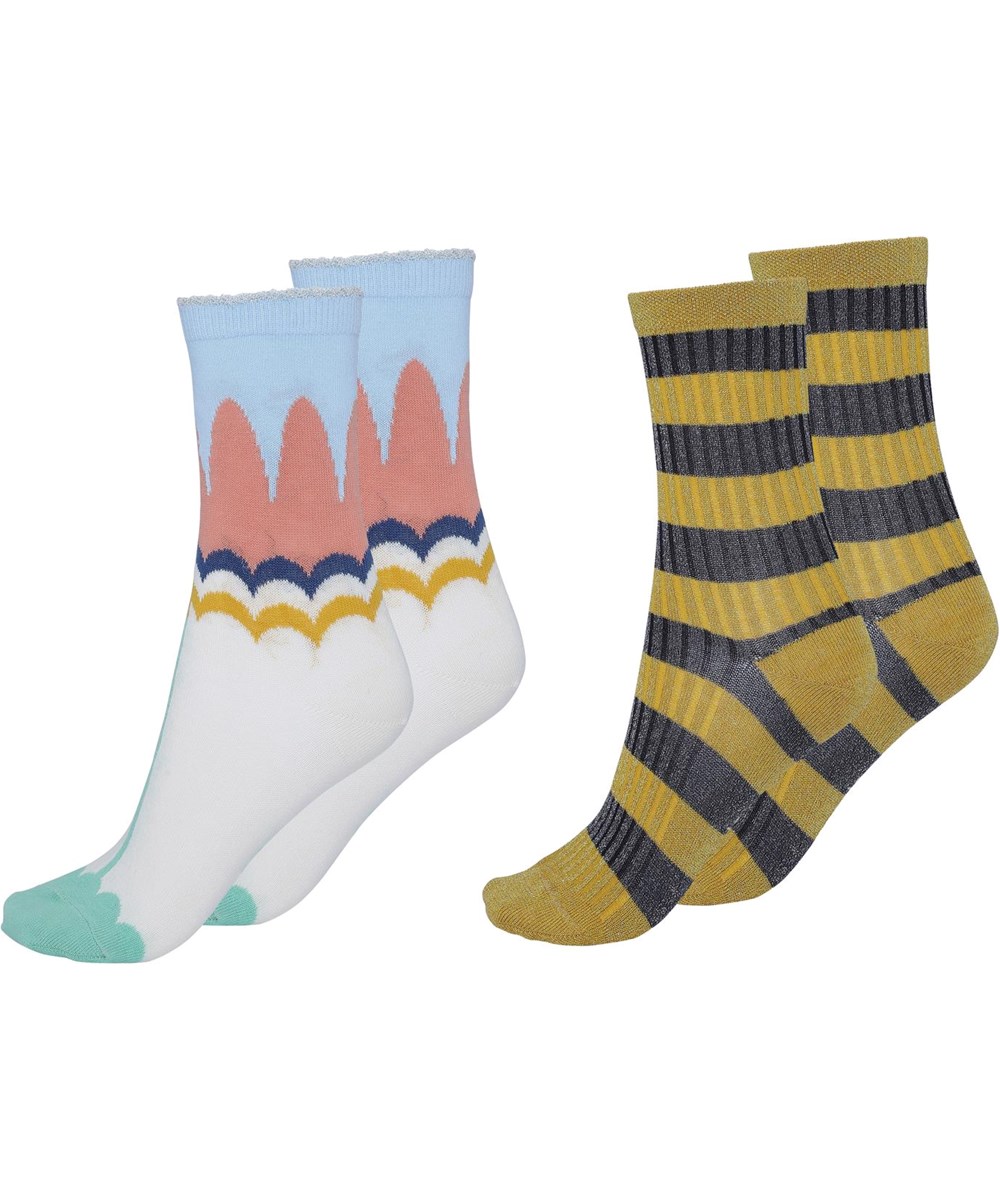 Nomi - Flora - Zwei Paar Socken mit gelben und schwarzen Streifen