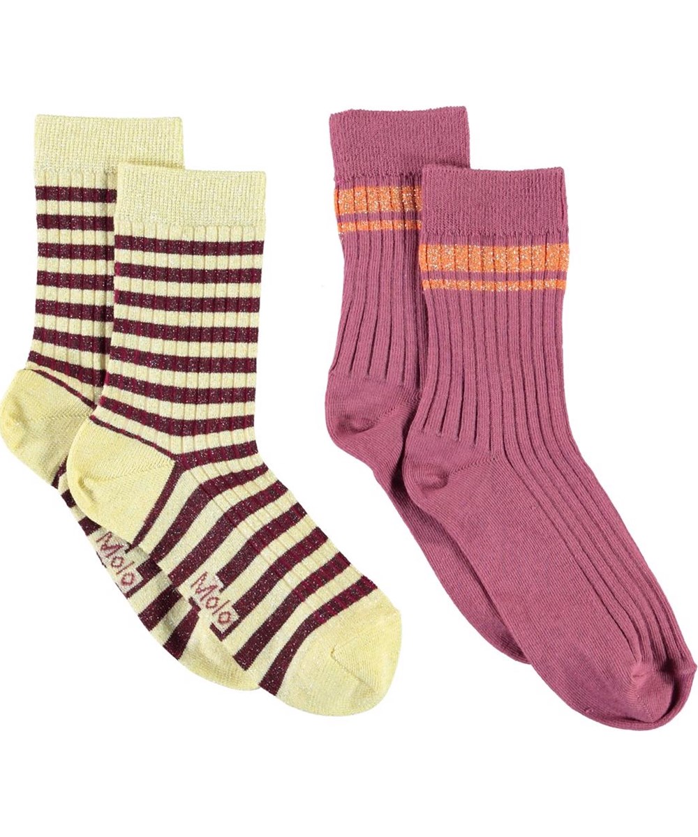 Nomi - Raspberry Jam - Zwei Paar gelbe und gestreifte Socken