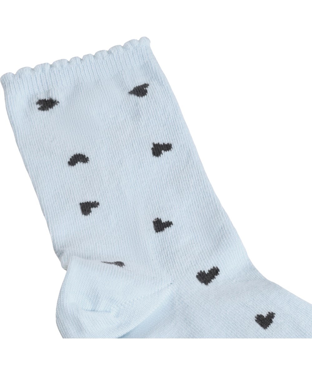 Nomi - Sky Black - 2er-Pack Socken für Kinder aus schwarzer und blauer Baumwolle mit Herzen