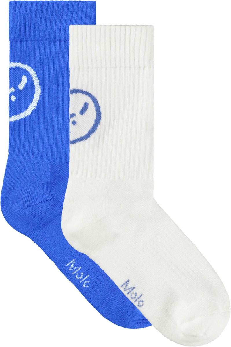 Norman - Dazzling Blue - 2er-Pack Baumwollsocken mit Smiley-Motiv für Kinder.