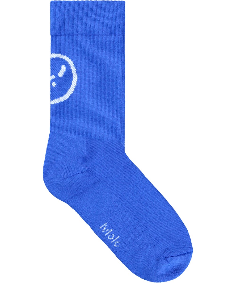 Norman - Dazzling Blue - 2er-Pack Baumwollsocken mit Smiley-Motiv für Kinder.
