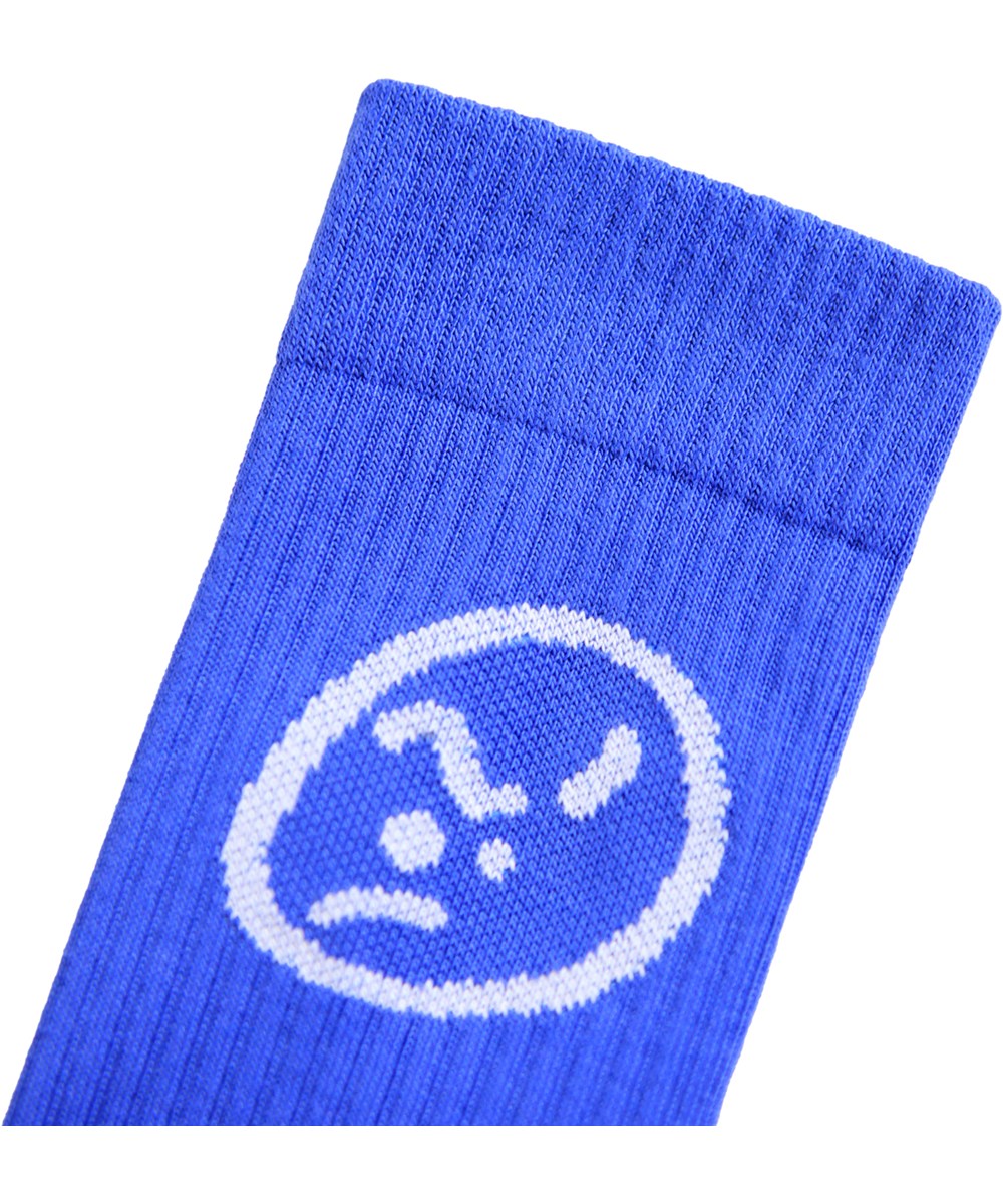 Norman - Dazzling Blue - 2er-Pack Baumwollsocken mit Smiley-Motiv für Kinder.