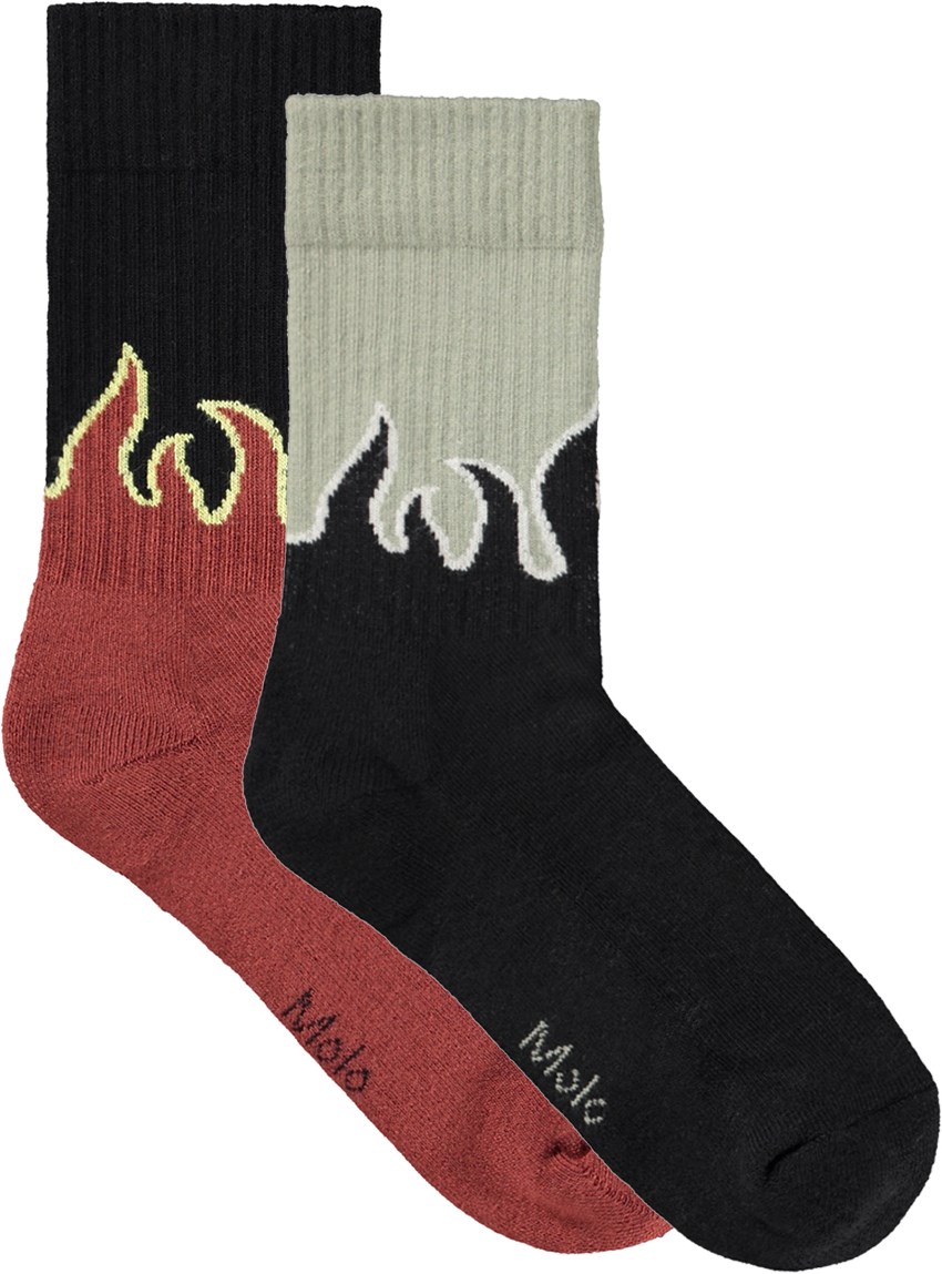 Norman - Flames Scks - 2er-Pack Socken aus Baumwolle mit Flammenmuster für Kinder.