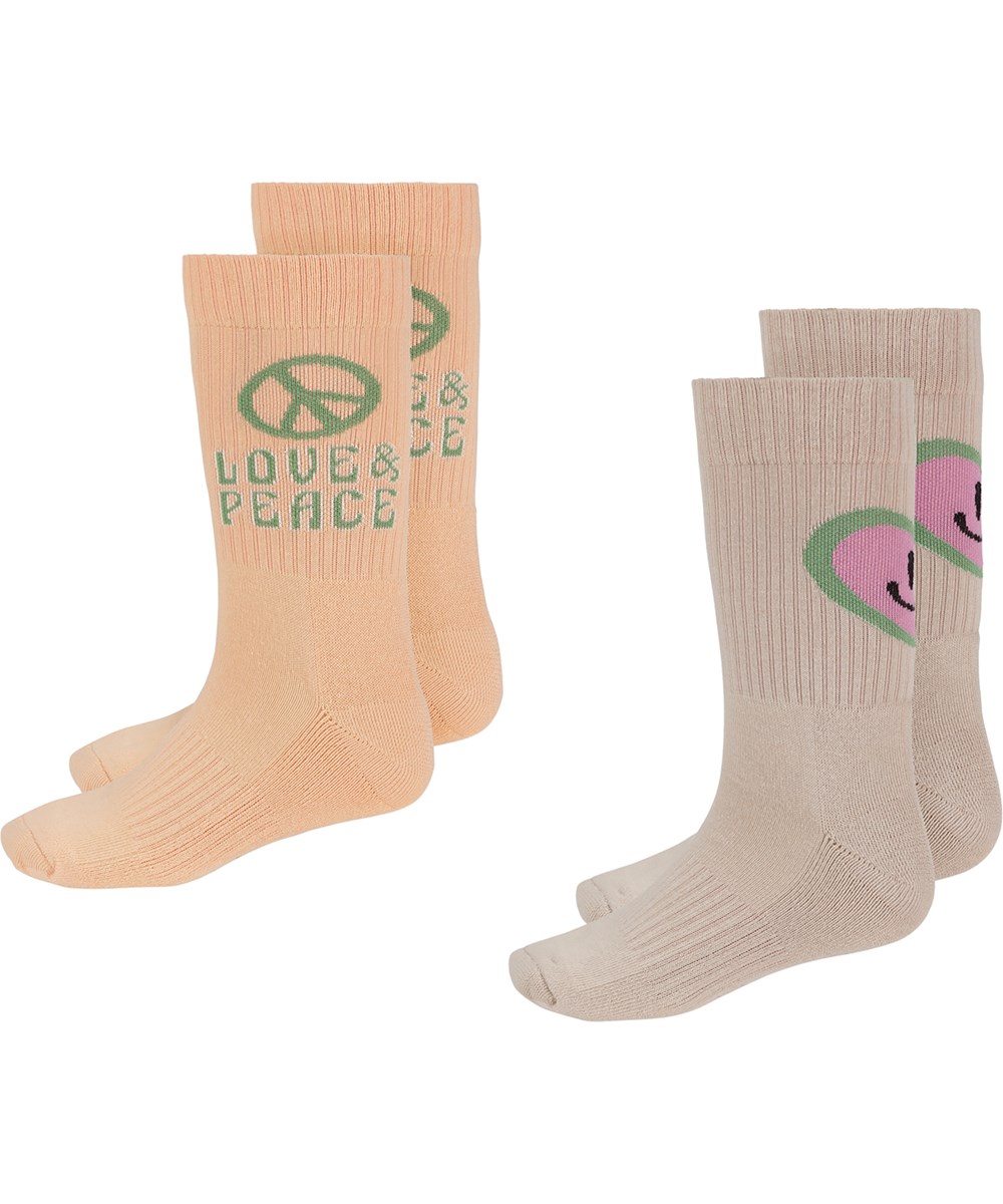 Norman - Little Heart - Zwei Paar Socken im Rippmuster mit Frieden und Herz