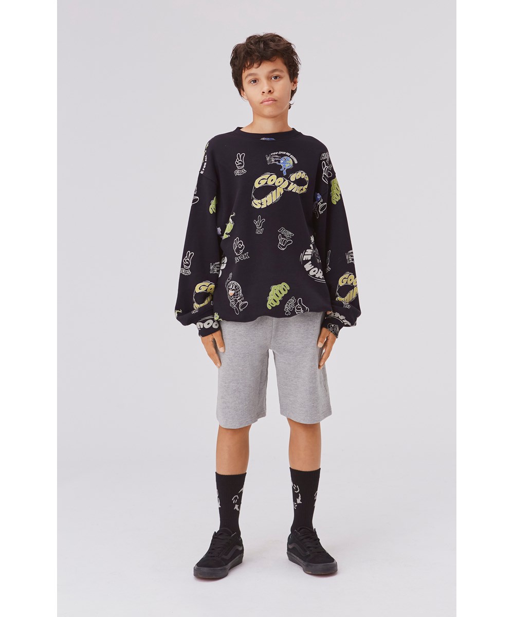 Norman - Black - Zwei Paar sportliche Socken mit Smiley und Streifen