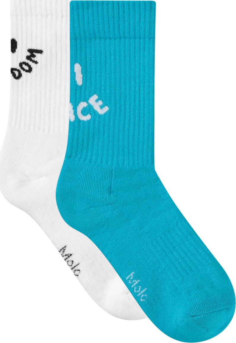 Norman - White - 2er-Pack Baumwollsocken mit einem lächelnden Gesichtsdesign für Kinder.