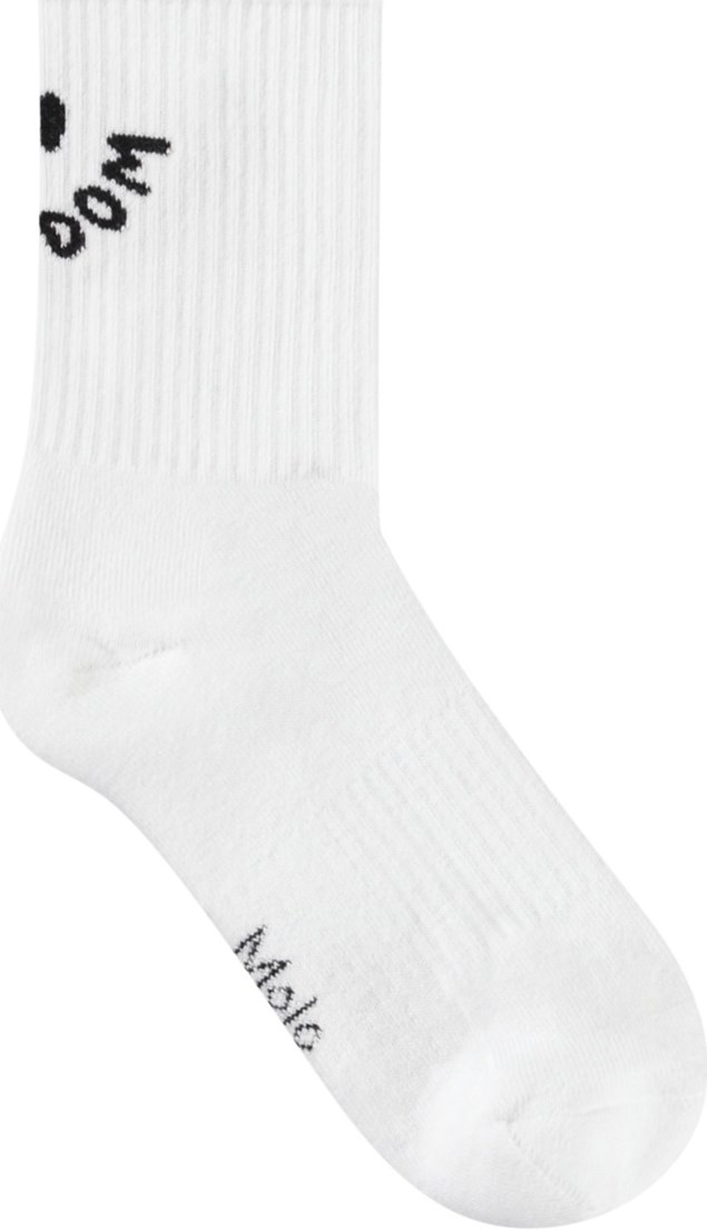 Norman - White - 2er-Pack Baumwollsocken mit einem lächelnden Gesichtsdesign für Kinder.