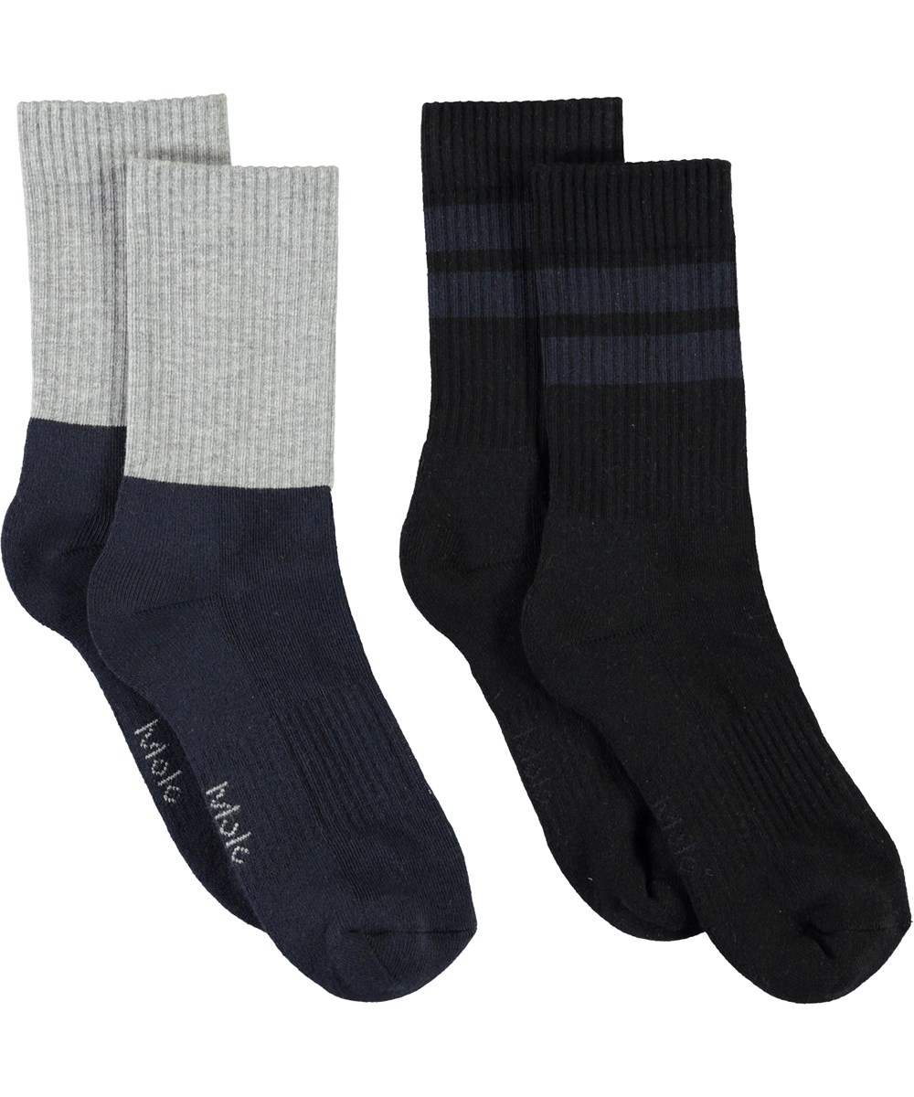Norman - Grey Melange - Zwei Paar Socken in Blau und Grau