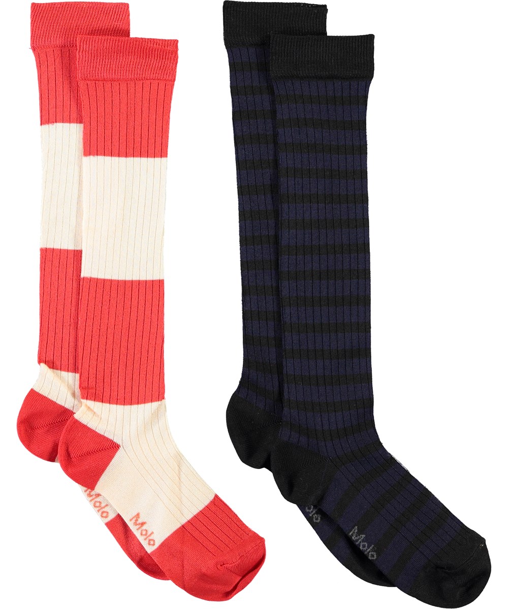 Norvina - Black - Zwei Paar lange gestreifte Socken