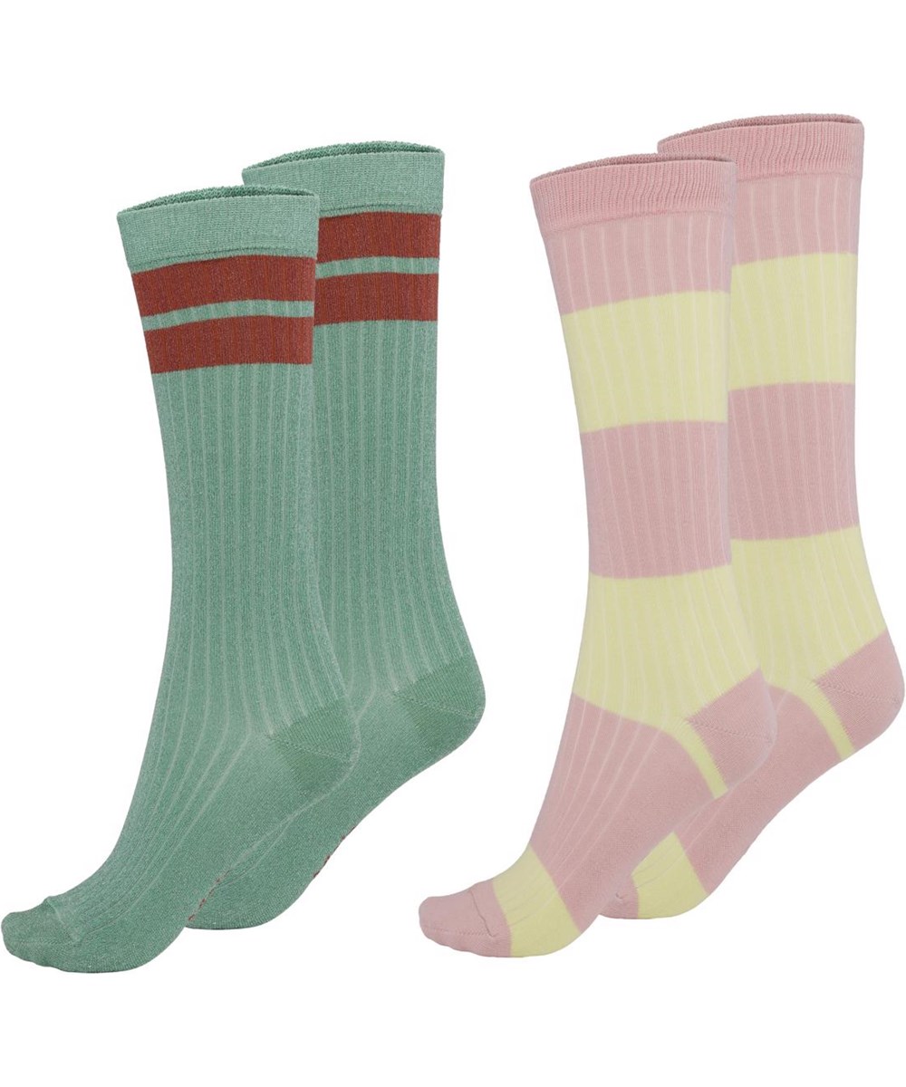 Norvina - Pistachio - Zwei Paar langen Socken gelb und rosa