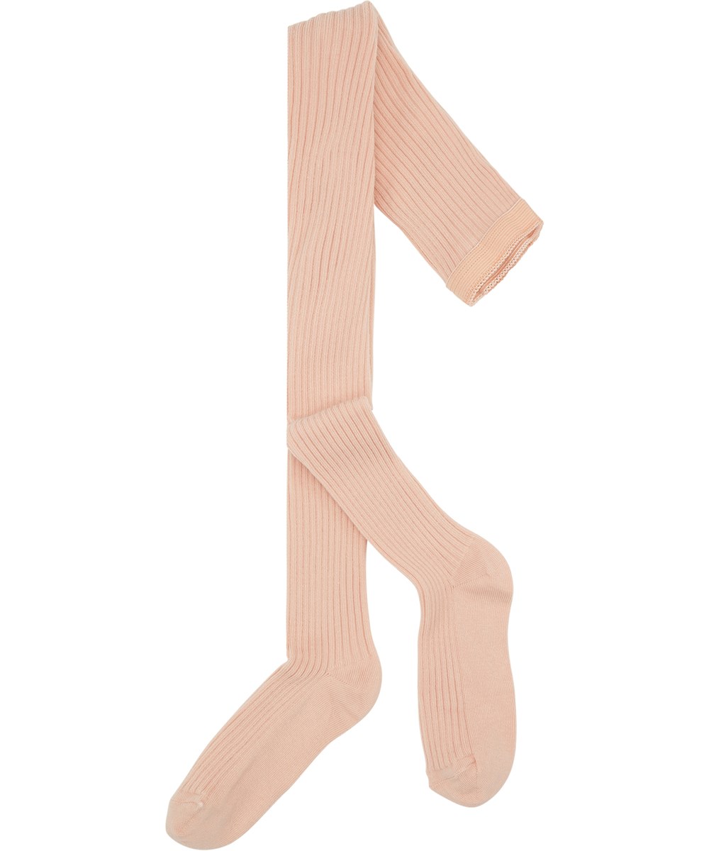 Rib Tights - Powder - Rosa gerippte Strumpfhose