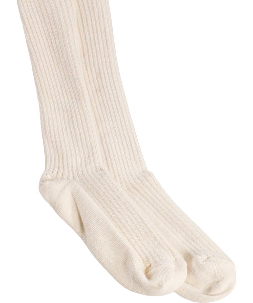 Rib Tights - Summer Sand - Rippenstrumpfhosen aus cremefarbener Baumwolle für Kinder