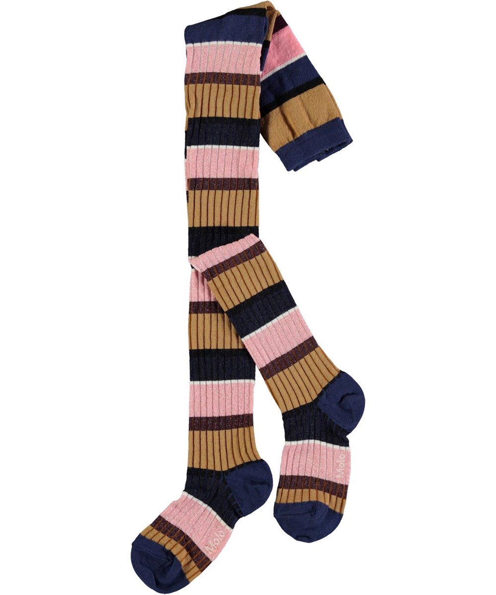 Stripy Tights - Hyper Stripe - Rosa ung goldene gestreifte Strumpfhosen