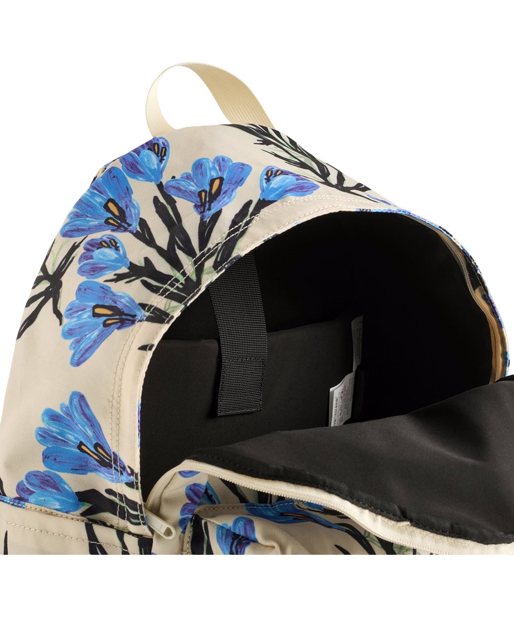 Backpack Mio - Painted Crocus - Cremefarbener Rucksack für Kinder mit Blumenmuster